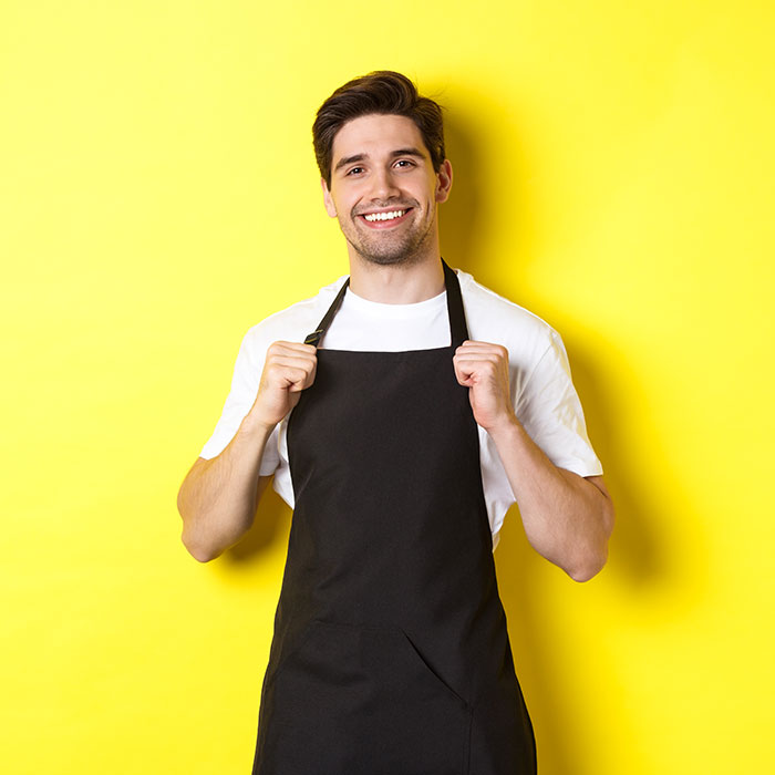 image of a man wearing apron